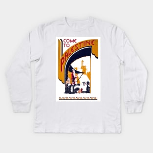 Vintage Travel Poster Come to Palestine Kids Long Sleeve T-Shirt